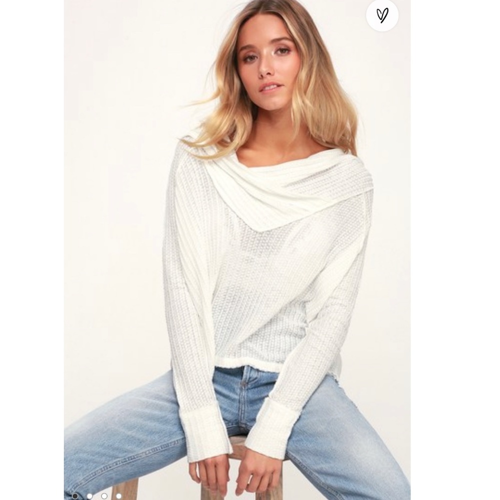 -Free People Wildcat Ivory Thermal Long Sleeve Top
